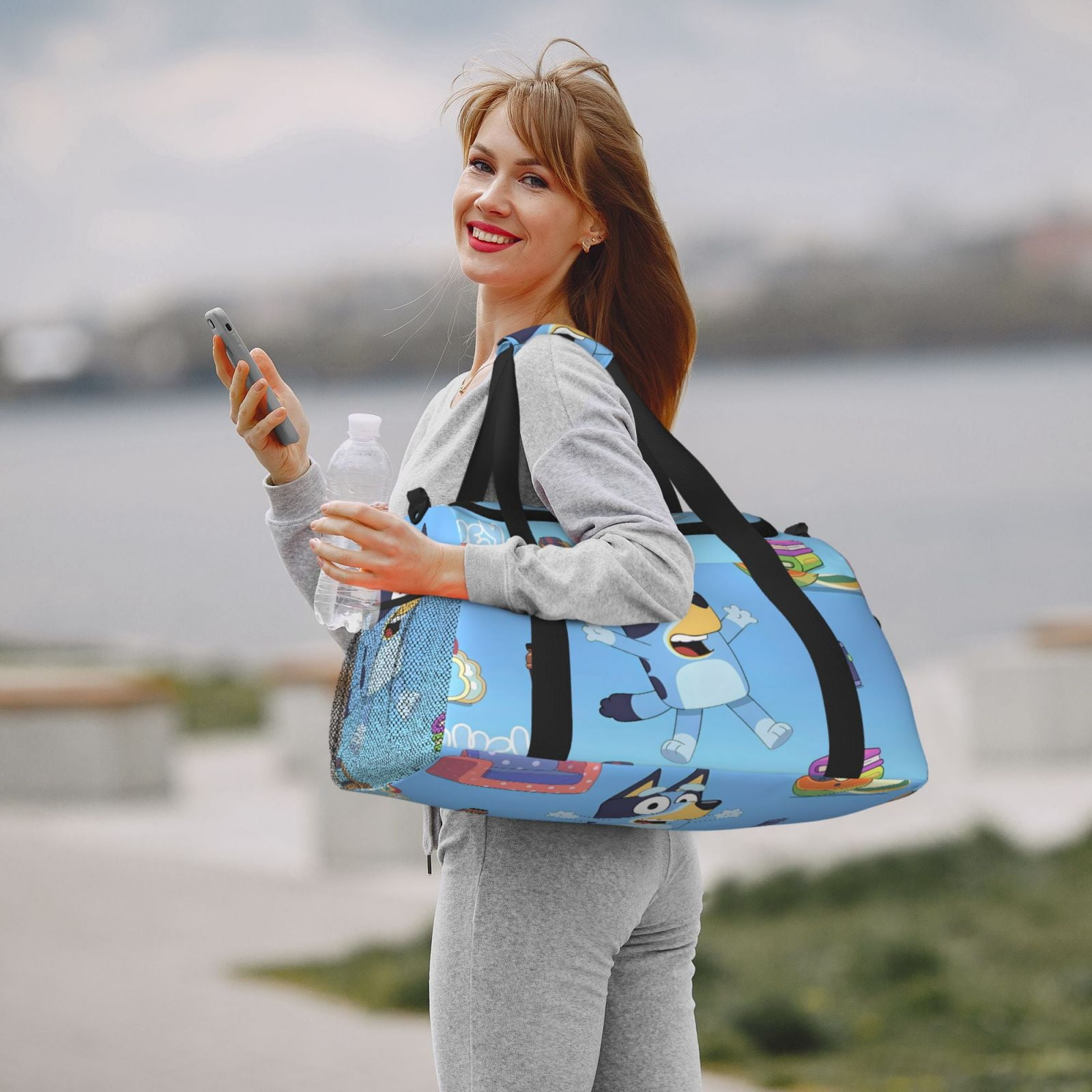 Silaia Bluey Print Travel Duffle Bag,Weekender Bag Carry On Tote Bags,Sport Gym Bag, Hospital Bag for Labor and Delivery, Overnight Bag Luggage Bag