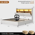 thumbnail image 2 of ARICOEASY 49.2” Tall California King Size Platform Bed Frames with 2-Tier LED Storage Velvet Wingback Headboard & 2 Storage Drawers, USB & Type-C Charging Ports, White, 2 of 9