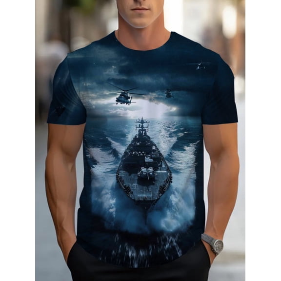 "Luxury men's new T-shirt, showing a stunning sea view - very high quality