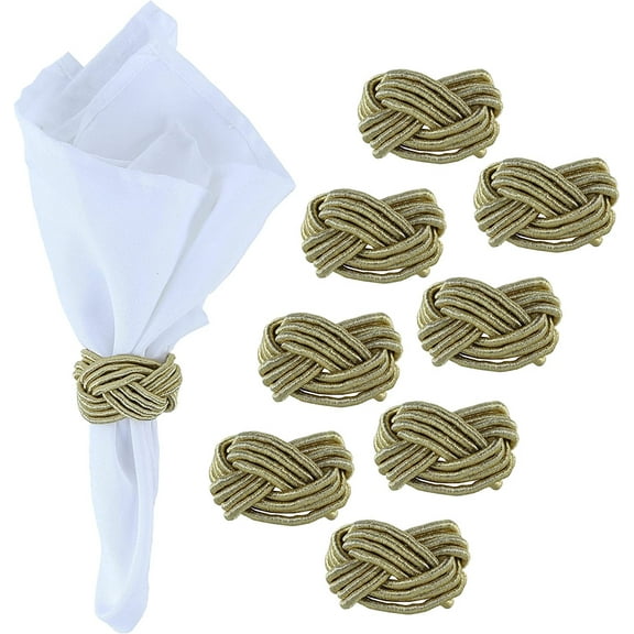 Servette Home Gold Braided Rope Synthetic Napkin Rings - Set of 8