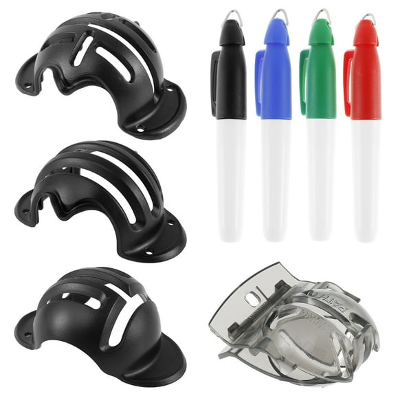 Toorise 4pcs Golf Ball Line Drawing Marker Golf Ball Marker Alignment Kit Golf Ball Marker Stencil Golf Ball Line Marker Tool Kit with 4pcs Golf Ball Marker Pens Golf Accessories Gift for Beginning Tr