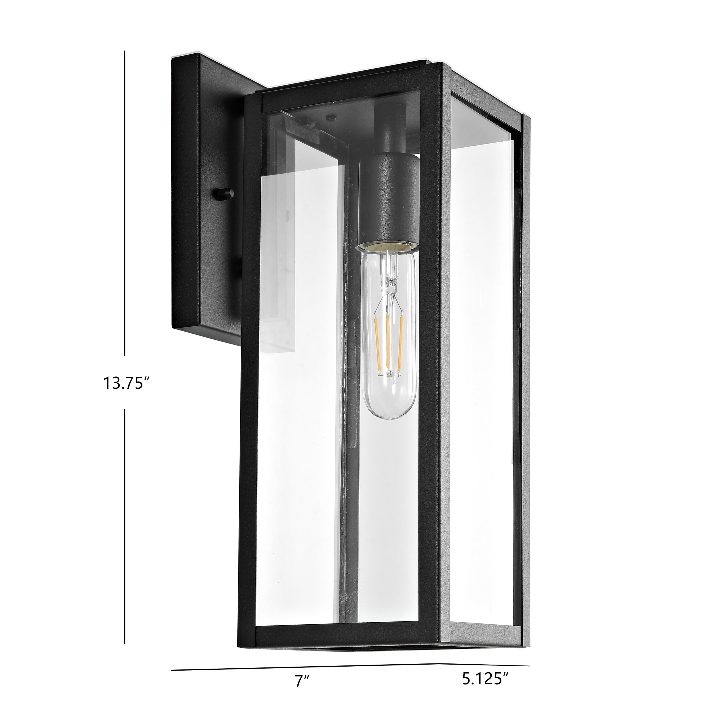 SAFAVIEH Norsan LED Black Iron Outdoor Wall Sconce with Clear Glass Shade