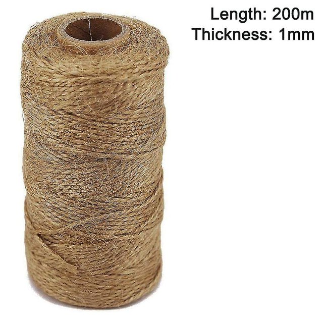 Cordón de yute natural de 200 m, cordón decorativo de 1 mm para manualidades, perfecto para manualidades y manualidades, jardinería, cuerda de cáñamo fina tejida a mano