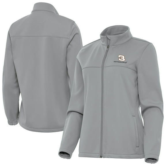 Women's Antigua Gray Austin Dillon Links 2 Full-Zip Golf Jacket
