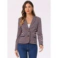 thumbnail image 3 of DARING DIVA Women's Striped Notched Lapel Button Closure Blazer L Navy Pink, 3 of 6