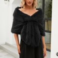 thumbnail image 2 of MESSUEN Faux Fur Shawl Wedding Shawl for Dress Cotton Scarves for Women Long Shawl Scarf for Woman Cape Coat for Women Black One Size, 2 of 8
