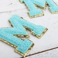 thumbnail image 5 of 3 Pack Chenille Iron On Glitter Varsity Letter "M" Patches - Blue Chenille Fabric With Gold Glitter Trim - Sew or Iron on - 8 cm Tall, 5 of 8