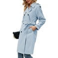 thumbnail image 5 of Double Breasted Spring Fall Women Solid Color Lapel Long Casual Trench Coat, 5 of 7