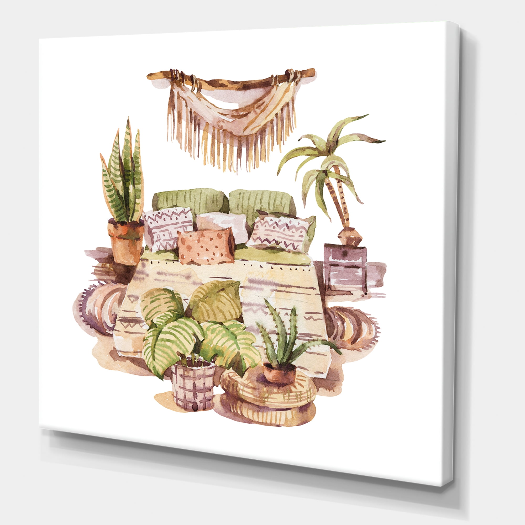 Designart ' Indoor House Plants Urban Jungle in Flowerpots IV ' Traditional Canvas Wall Art Print