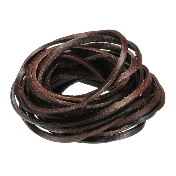 3.3 Yards 3mm Flat Leather Cord, Leather Lacing Strips for DIY Making Crafts Coffee