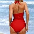 thumbnail image 4 of Bigersell Backless One-Piece Swimsuit for Women Front Ruched Keyhole V-Neck Bathing Suit Soft Padded Bras Cut Out 1 Piece Swimsuit Summer Beach Vacations Monokini Swimwear Red XL, 4 of 6