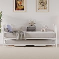 thumbnail image 4 of Senfot Twin Daybed with Trundle,Twin Bed Frame with Pop Up Foldable Trundle Bed, Metal Sofa Bed Frame with Stylish Headboard,Heavy Duty Steel Slats Platform for Living Room,Bedroom,White, 4 of 9