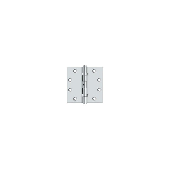 4.5 in. x 4.5 in. Square Solid Brass Hinge - Pair (4 Ball Bearing w Non Removable Pin-Chrome)