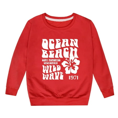 

Otqutp Soft Blouse 2024 for Baby Girls Middle and Older Children s Printed Casual Pullover Shirt Loose Round Neck Long Sleeve Sweater(Red 12-18 Months)