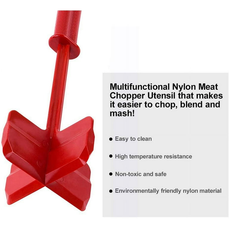 ABILITH 2 PACK Heat Resistant Meat Chopper Stick, Multifunctional Meat and  Potato Masher Stick & Smasher for Hamburger Meat, Ground Beef, Turkey &  More, Stick Cookware (Black & Red) 