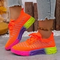 thumbnail image 3 of Womens Walking Tennis Shoes Casual Athletic Workout Gym Non Slip Knit Mesh Sneakers Lace up Comfortable Running Shoes Orange Size 9, 3 of 6