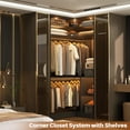 thumbnail image 3 of Aheaplus Corner Closet System with Shelves, Closet Organizer System with Hanging Rods, Wood Walk-in Closets for Corner Small Space, L Shaped Garment Rack, -B3, Black, 3 of 14