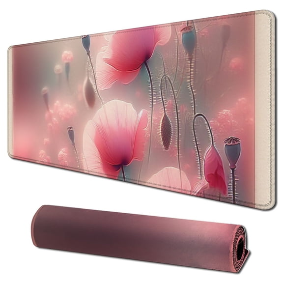 Gaming Mouse Pad Custom, Christian Bible Verses Scripture Quotes Pink Flowers Art - Be Strong and Courageous God Be with You