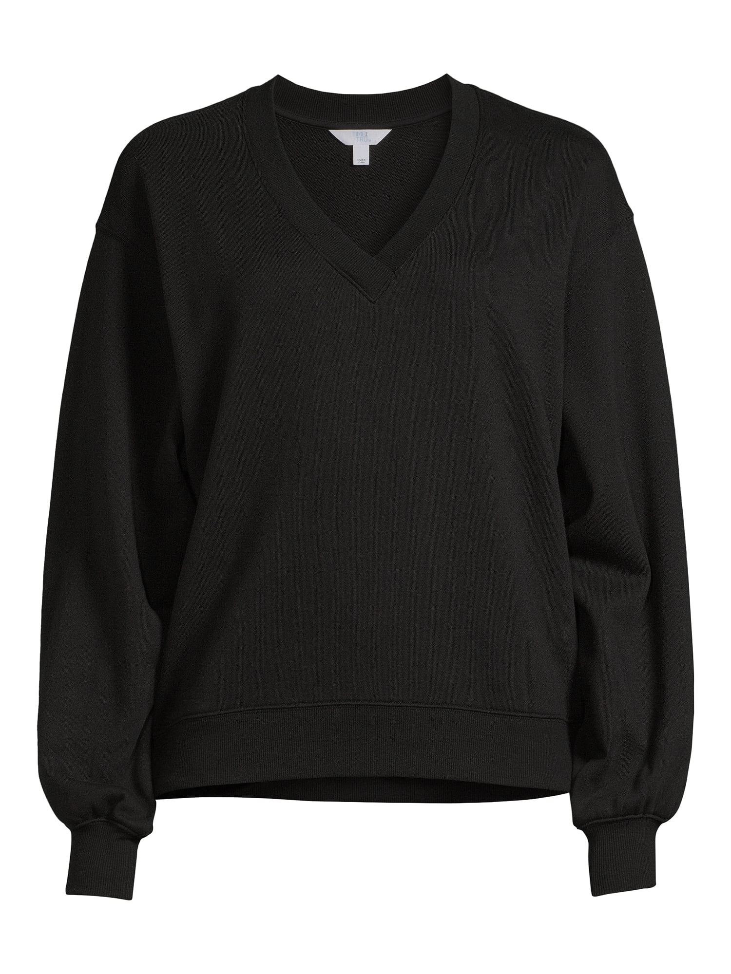 Time and Tru Women s V Neck Sweatshirt Walmart