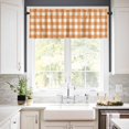 thumbnail image 2 of Orange Plaid Curtain Valance for Windows/Kitchen/Living Room/Bedroom, Gradient Geometric Buffalo White Checkered Rod Pocket Window Treatment Short Drape Topper Small Tier Cafe Curtains Panel 54X18, 2 of 8