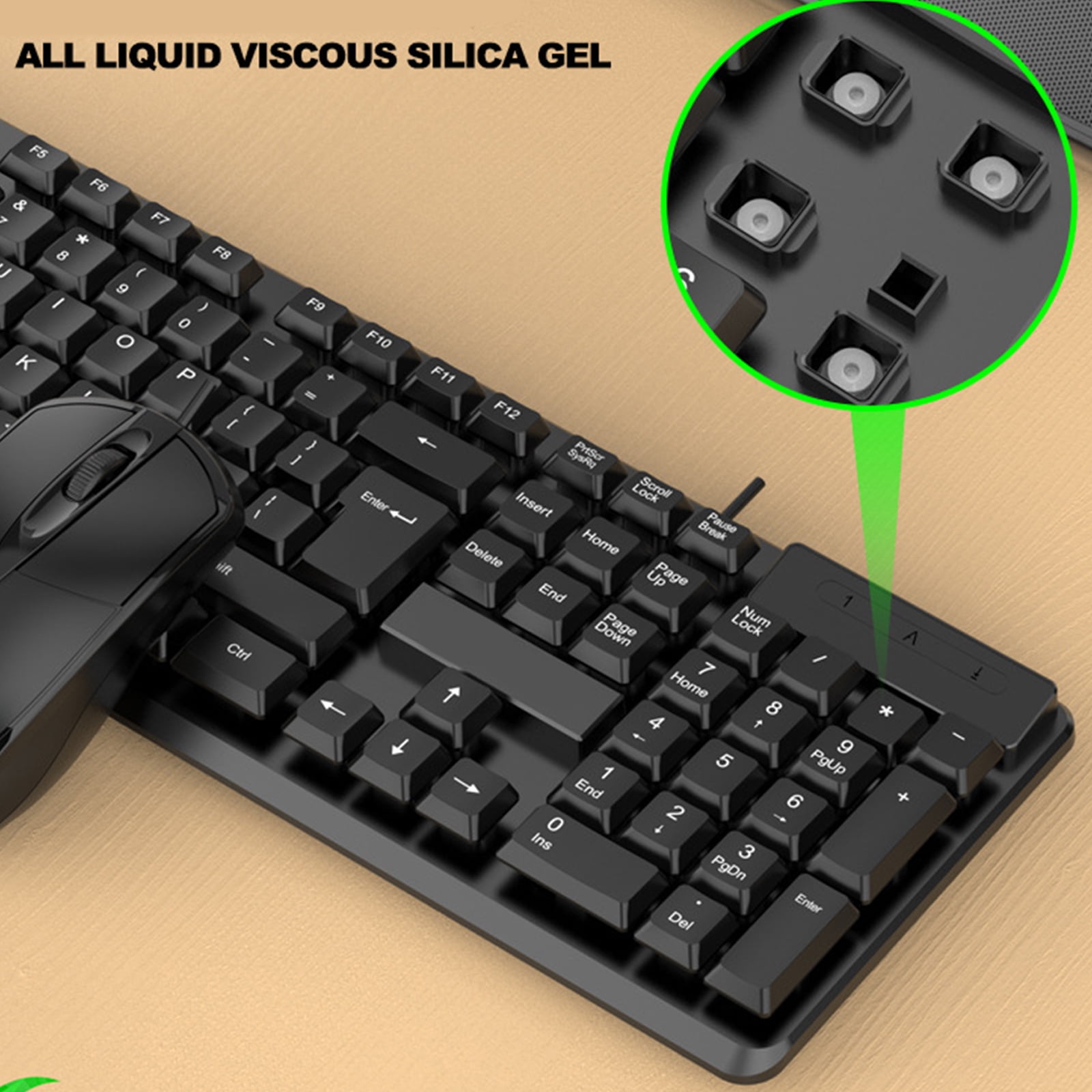 Gaming Keyboard and Combo USB Corded Full Size Mechanical Feeling Keyboard for PC Laptop Desktop