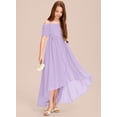 thumbnail image 3 of Drtj Kids Junior Bridesmaid Off Shoulder Dresses Asymmetrical Chiffon Flower Girls Party Pageant Gown, 3 of 6