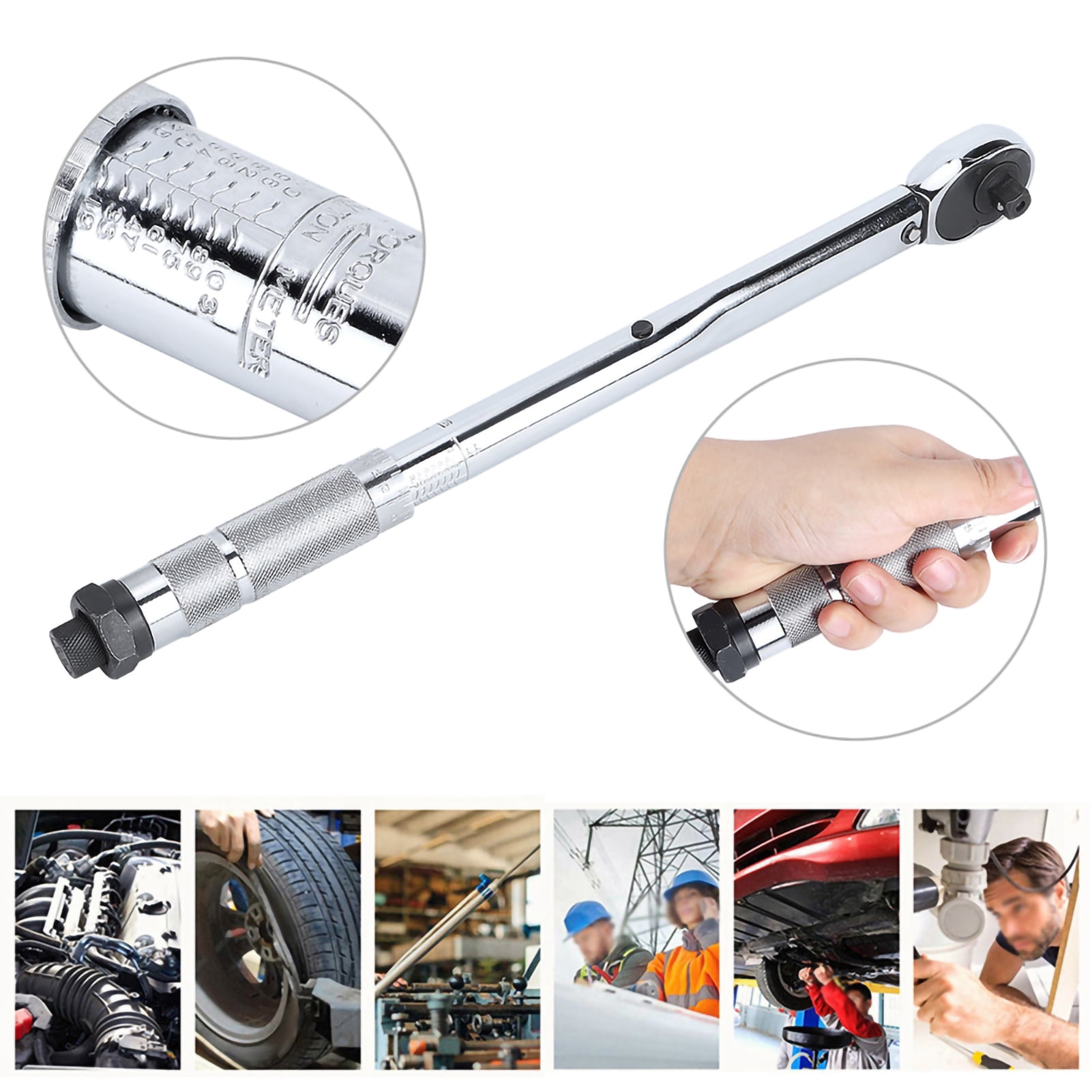 Sarapandan High Precision 3/8in Torque Wrench Set, 19-110NM Ratcheting Spanner for Auto Repair, Quick Release & Preset with Accessories