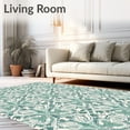 thumbnail image 2 of ODIKA 6'x9' Machine Washable Non-Slip Area Rug, Winter Lattice Featuring Stylized Snow Crystals High Traffic Rug with Pad, Teal, 741460, 2 of 8
