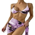 thumbnail image 1 of Toystoory Traje de baño de verano para mujer, traje de baño de tres piezas con estampado dividido, traje de baño de poliéster con tirantes Deportes acuáticos, 1 of 6