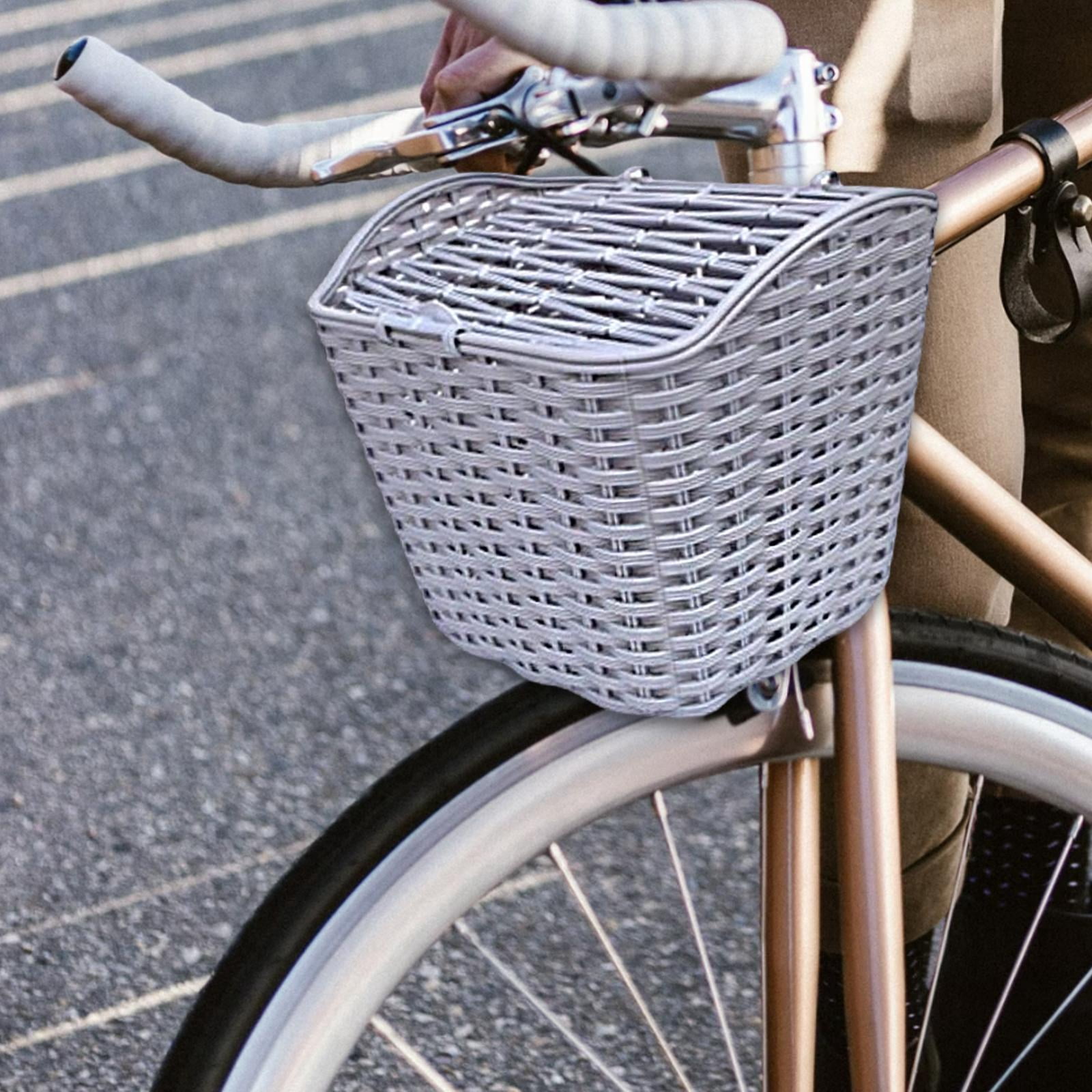 Bike Basket Large Size Detchable Sundries Container with Cover Waterproof Front Handlebar Basket for Cycling Accessories , gray