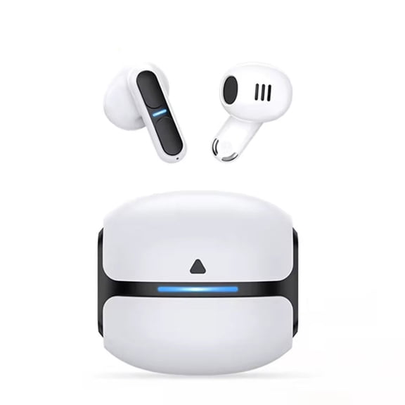 Wireless Gaming Earbuds Bluetooth 5.3 Headphones Low Latency 60ms, LED Charging Case 21H Battery, Noise Reduction Mic, Ergonomic Half In-Ear Touch Control for Mobile Gaming & Music