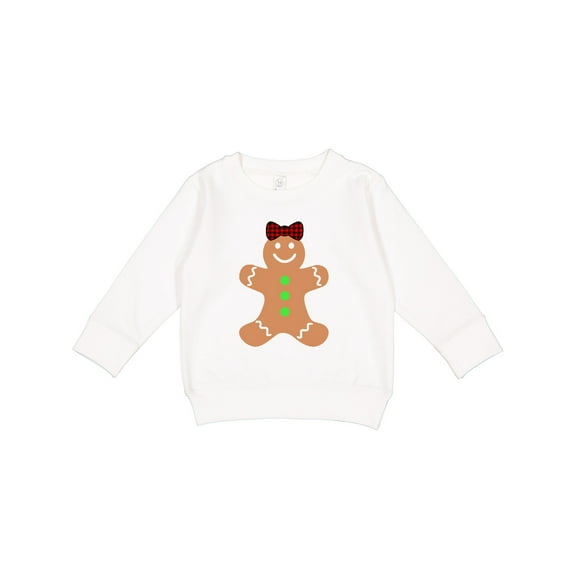 Inktastic Cute Gingerbread Girl with Red Plaid Bow Toddler Sweatshirt
