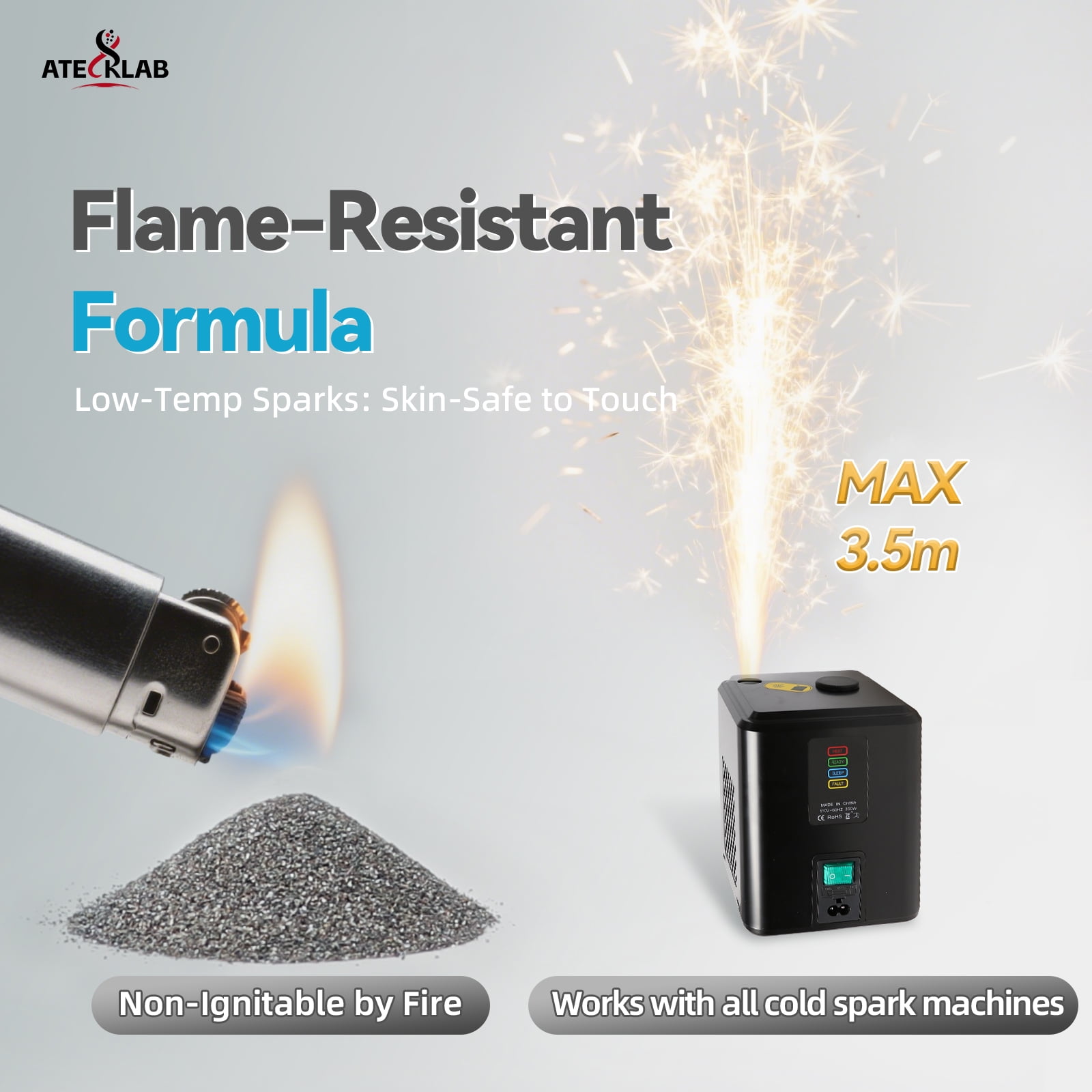 10 Pack Cold Spark Machine Powder- 2-3.5M Height, Titanium Nozzle, Indoor FX Event Machine for Wedding Entrance/Christmas Party/DJ Show