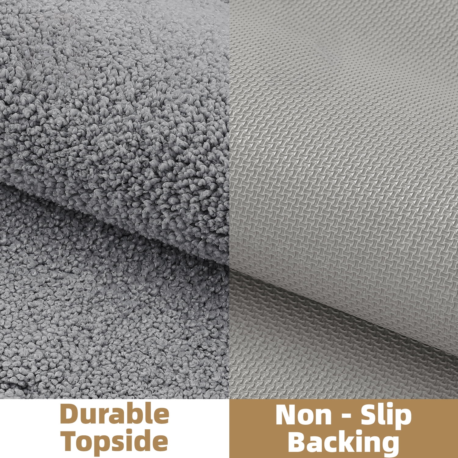 OEAKAY Textured Plush Dark Gray Microfiber Bath Mat, 20"x32", Non-Slip and Absorbent Bathroom Rug, Machine Washable, Quick Drying Shower Floor Carpet