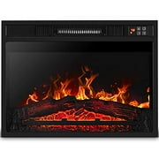 Della 3DInfrared Electric Fireplace Insert 23-inch (Black) with Remote Control Adjustable Log Flame Portable Indoor Space Heater - 1400W, Long Glass View