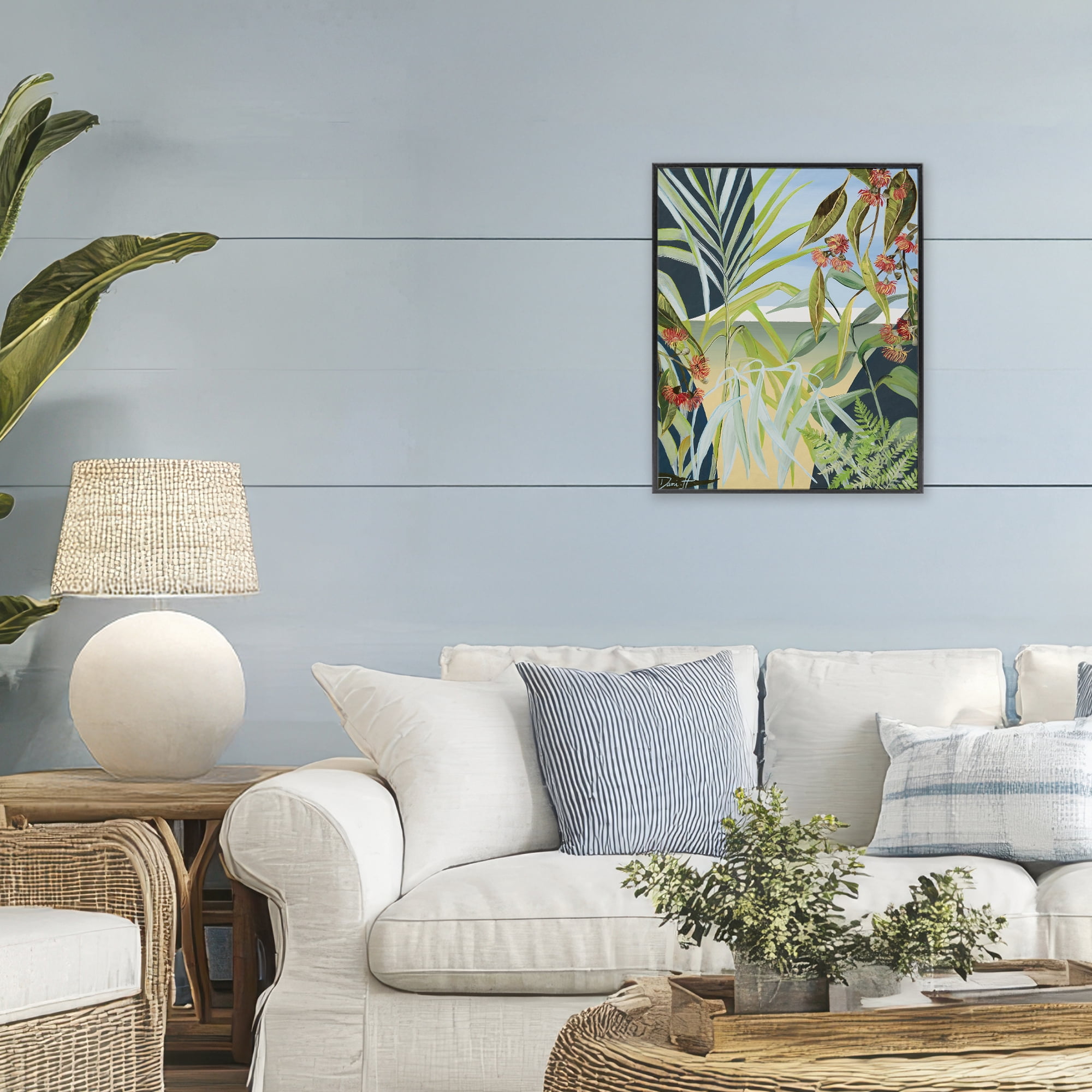 Stupell Industries Coastal Morning Leaves Black Framed Giclee Art, design by Dani Heyward