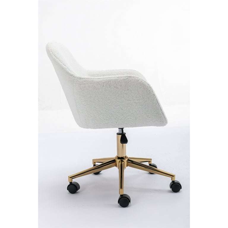 Teddy Fabric Home Office Chair Swivel Task Chair with Gold Metal