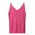 thumbnail image 4 of Razzly Women's V Neck Slim Fit Ribbed Knit Camisole Tops Sleeveless Shirt For Layering And Casual Wear(Hot Pink,One Size), 4 of 4