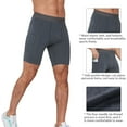 thumbnail image 2 of Mens Compression Running Shorts with Pocket, Athletic Gym Shorts Cool Dry Workout Underwear, Athletic Cool Dry Compression Shorts, Sports Performance Active Running Tights,  Dark Gray S, 2 of 8