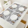 thumbnail image 4 of 4/6pcs Set Table Mats Vintage Text Coffee Printed Cotton Linen Table Napkin Kitchen Accessories Home Party rative Placemats, 4 of 7