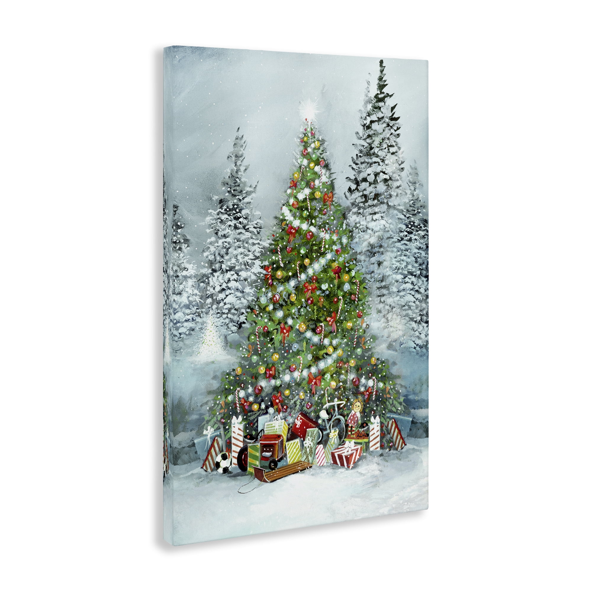 Stupell Industries Mistletoe Kisses Phrase Holiday Painting Gallery Wrapped Canvas Art Prints Wall Art, 16 x 24
