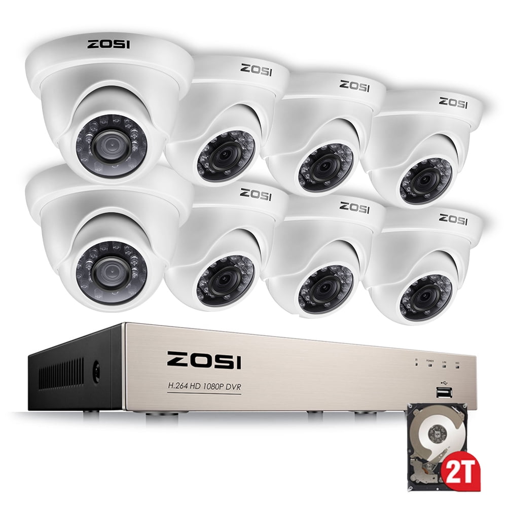 ZOSI 1080p Outdoor Security Camera System, 8 HD Weatherproof Cameras, 8