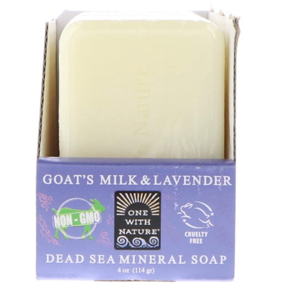 One With Nature Jabón mineral del Mar Muerto Leche de cabra y lavanda 6 barras de 4 oz (114 g) cada una