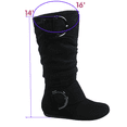 thumbnail image 2 of Women's Casual Flat Heel Side Zip Wide Calf Knee High Mid-Calf Boots Shoes, 2 of 5
