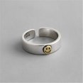 thumbnail image 2 of Retro Open Smiley Face Ring: Adjustable Alloy Unisex Ring, Trendy and Fresh Design, Gold or Silver Finish, 2 of 4