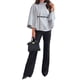 thumbnail image 3 of Ponchos con Mangas de Murciélago para Mujer, Abrigo Tipo Guisante, Cuello Alto, Capa, Chaqueta, Elegante Abrigo de Lana con Cinturón. Gris S, 3 of 8