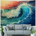 thumbnail image 4 of BCIIG Ocean Waves Tapestry Painting 3D Great Wave Blue Sea Surf Abstract Beach 80inchx60inch Wall Hanging for Bedroom Living Room Dorm, 4 of 6