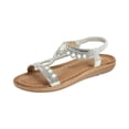 thumbnail image 3 of Willtoo Women's T-Strap Beaded Flower Rhinestone Flat Sandals,Summer Fashion Women Open Toe Butterfly Flat Sandals Dress Ankle Elastic Strap Sparkling Jeweled Bohemian Beach Shoes, 3 of 5