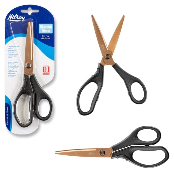 Hilroy Titanium 8.3-Inch Scissors, Multipurpose Scissors, Black Comfort Handles, Bronze Blades