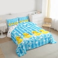 thumbnail image 4 of Manfei Cartoon Yellow Duck Full Size Comforter Sets for Child, Blue Swimming Pool Bedding Comforter Set, Kawaii Summer Animal Reversible Bedding Sets, Luxury Bedroom Decor, 3 Pieces, 4 of 9